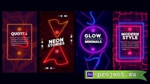 Videohive - Neon Quotes Stories - 45531200 - Project for After Effects