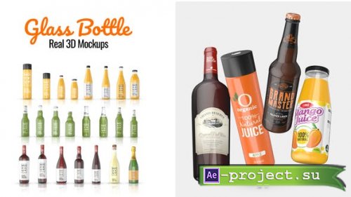 Videohive - Glass bottle Real 3D Mockups - 45548123 - Project for After Effects