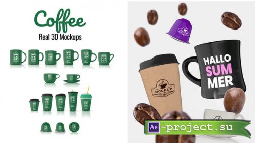 Videohive - Coffee Real 3D Mockups - 45571616 - Project for After Effects