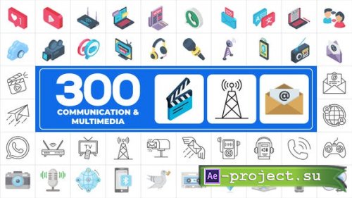 Videohive - 300 Icons Pack - Communication & Multimedia - 45702016 - Project for After Effects