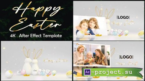 Videohive - Happy Easter with golden theme photo bunny - 44702171 - Project for After Effects
