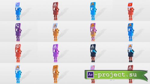 Videohive - Funny Cartoon Robot Logo Reveal Bundle - 46048819 - Project for After Effects