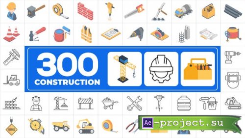 Videohive - 300 Icons Pack - Construction - 45900347 - Project for After Effects