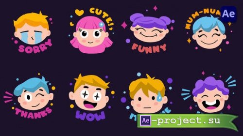 Videohive - Face Expressions Emoji stickers [After Effects] - 46106356 - Project for After Effects