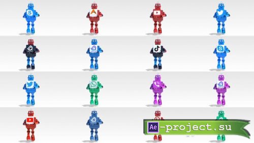 Videohive - Cartoon Robot Running Logo Reveal Bundle - 46106485 - Project for After Effects