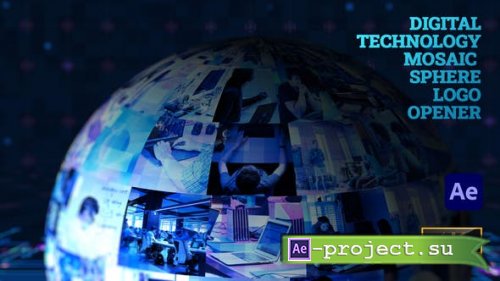 Videohive - Digital Technology Mosaic Sphere Logo Opener - 46315536 - Project for After Effects