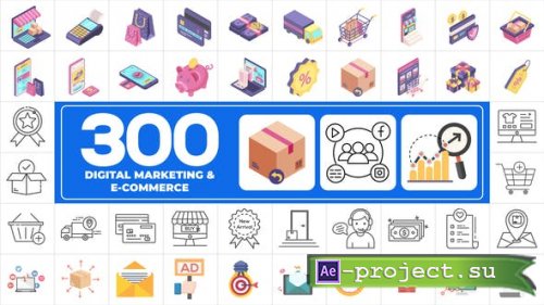 Videohive - 300 Icons Pack - Digital Marketing - 46335430 - Project for After Effects