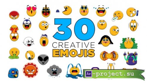 Videohive - Emoji - 30 Creative Emojis - 45078403 - Project for After Effects