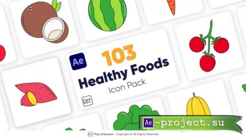 Videohive - Healthy Food Icons For After Effects - 47042826 - Project for After Effects