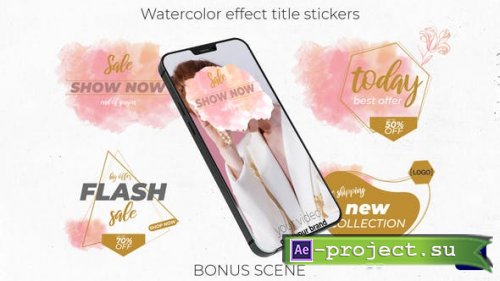 Videohive - Watercolor effect title stickers, labels - 46970205 - Project for After Effects