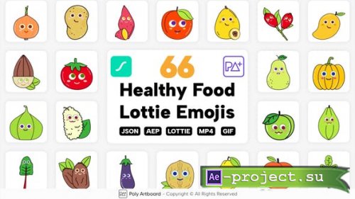 Videohive - Healthy Food Lottie Emojis - 47153299 - Project for After Effects