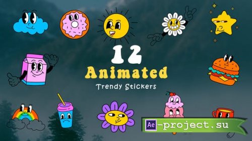 Videohive - Animated Scene of Trendy Sticker Pack Designs - 47872070 - Project for After Effects