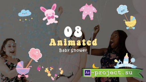 Videohive - Cartoon Animation of Baby Shower Design Elements - 47872095 - Project for After Effects