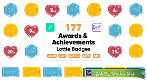 Videohive - Awards & Achievements Lottie Badges - 48114515 - Project for After Effects
