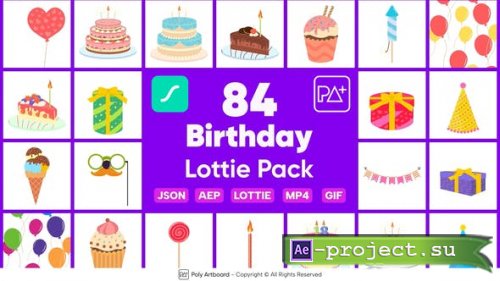 Videohive - Birthday Kit Lottie Pack - 48685351 - Project for After Effects