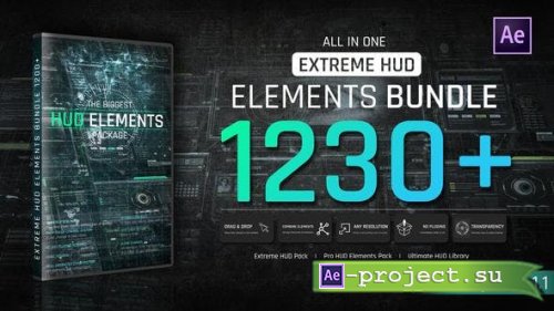 Videohive - Extreme HUD Elements Bundle 1200+ - 44273741 - Project for After Effects 