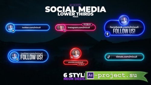 Videohive - Neon Social Media Lower Thirds - 46568000 - Project for After Effects
