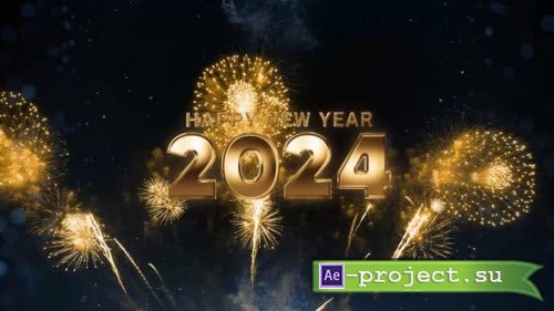 Videohive - Happy New Year 2024 Celebration. New year Greeting With Fireworks 4k Resolution V1 - 42733106