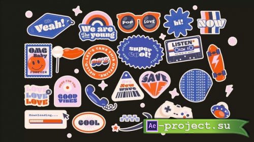 Videohive - Retro Y2K Stickers Looped Animation - 49411175 - Project for After Effects