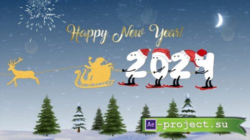 Videohive - New Year Cartoon Skier | After Effects - 49409458 - Project for After Effects