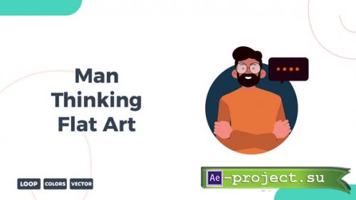 Videohive - Man Thinking Flat art - 49604298 - Project for After Effects