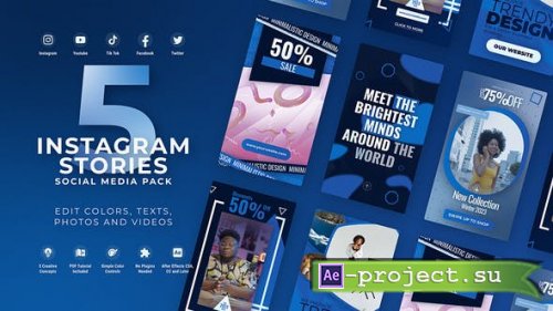 Videohive - Vertical Instagram Reel Blue - 49816180 - Project for After Effects