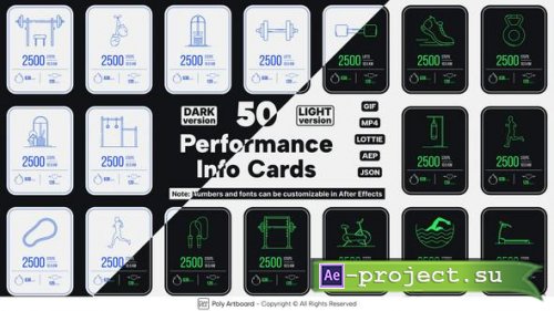 Videohive - Fitness Performance Lottie Info Cards - 50313979 - Project for After Effects
