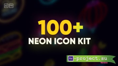 Videohive - 100 Neon Icon Set - 38535349 - Project for After Effects