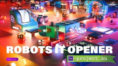 Videohive - 3D Glitch Animation AI Colorful Robots IT Opener - 50473636 - Project for After Effects