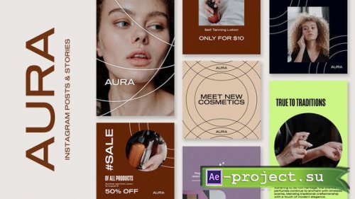 Videohive - AURA - BEAUTY INSTAGRAM POSTS & STORIES PACK - 50797688 - Project for After Effects