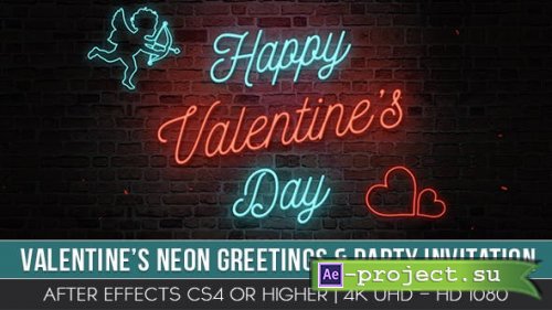 Videohive - Valentine’s Neon Greeting & Party Invitation - 21347949 - Project for After Effects