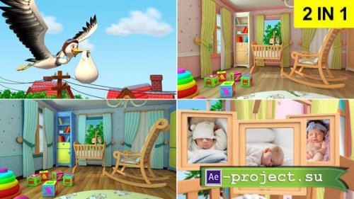 Videohive - Stork and baby (2 in 1) - 27046193 - Project for After Effects