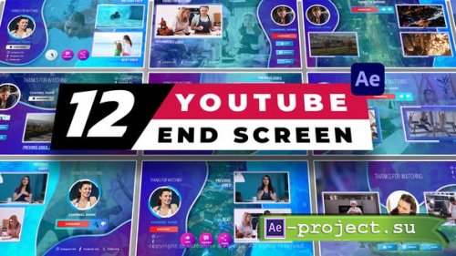 Videohive - 12 YouTube End Screens Pack V1 - 51712235 - Project for After Effects