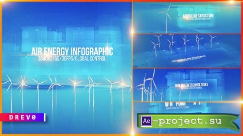 Videohive - Air Generator Infographic/ Wind Energy Turbines/ Green Power/ Power Grid/ Eco/ Economic/ Politics - 34577674