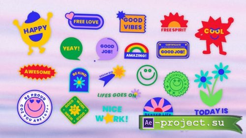 Videohive - Sticker Pack - Retro Y2K Vibrant After Effects Project Template - 51801505 - Project for After Effects