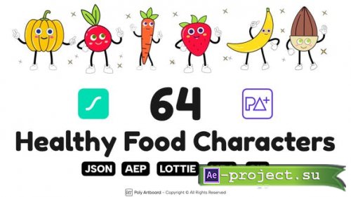 Videohive - Healthy Food Lottie Characters - 51983774 - Project for After Effects