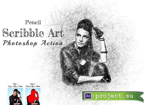 Pencil Scribble Art Photoshop Action - 92086897 