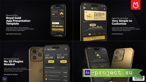Videohive - App Promo | Gold Phone 15 Pro Mockup - 52002614 - Project for After Effects
