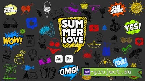 Videohive - Summer Scribble Icons - 52070168 - Project for After Effects
