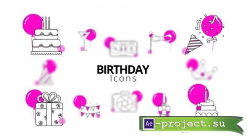 Videohive - Birthday Icons - 52149121 - Project for After Effects