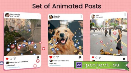 Videohive - Animated Instagram Hearts - 52232664 - Project for After Effects