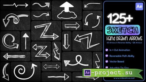 Videohive - 125 Sketch Hand Drawn Arrows - 52307884 - Project for After Effects