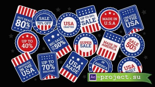 Videohive - USA Stickers Animated Overlays - 52321703 - Project for After Effects