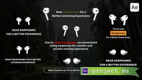 Videohive - Use Earphones Advisory Animations - 52375695 - Project for After Effects