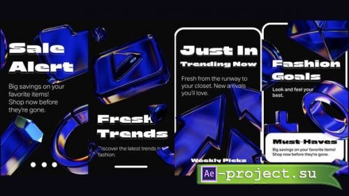 Videohive - Vivid Blue Iridescent Shapes Bundle - 52557977 - Project for After Effects