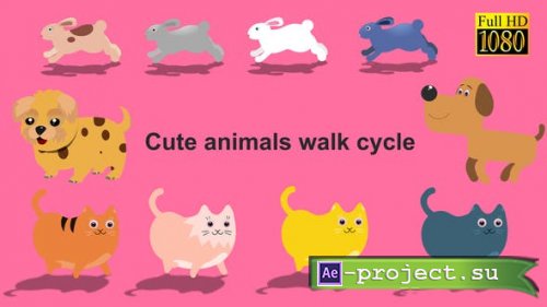 Videohive - cute animals walk cycle pack - 23750859 - Project for After Effects