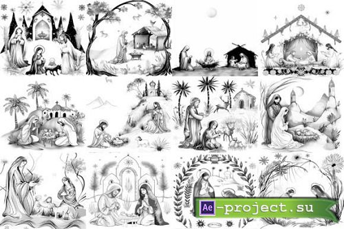 100+ Procreate Christmas Nativity Stamps