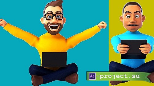 Pack Of 4 Cartoon Men Coding On Alpha 2640228 - Motion Graphics