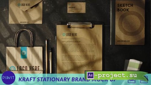 Videohive - Kraft Stationary Brand Mock Up - 53683016 - Project for After Effects