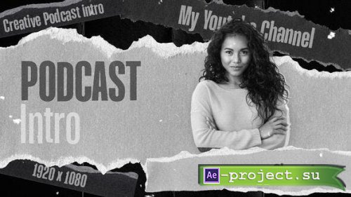 Videohive - Podcast Intro | Paper Style | Black and White - 53734014 - Project for After Effects